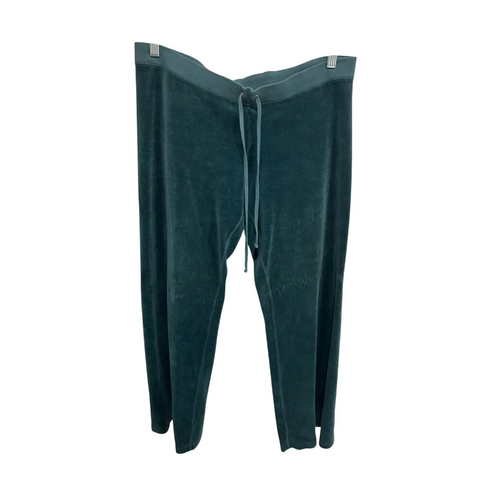 Juicy Couture Velour Straight Leg Lounge Pants Teal Sz XL Drawstring Relaxed
